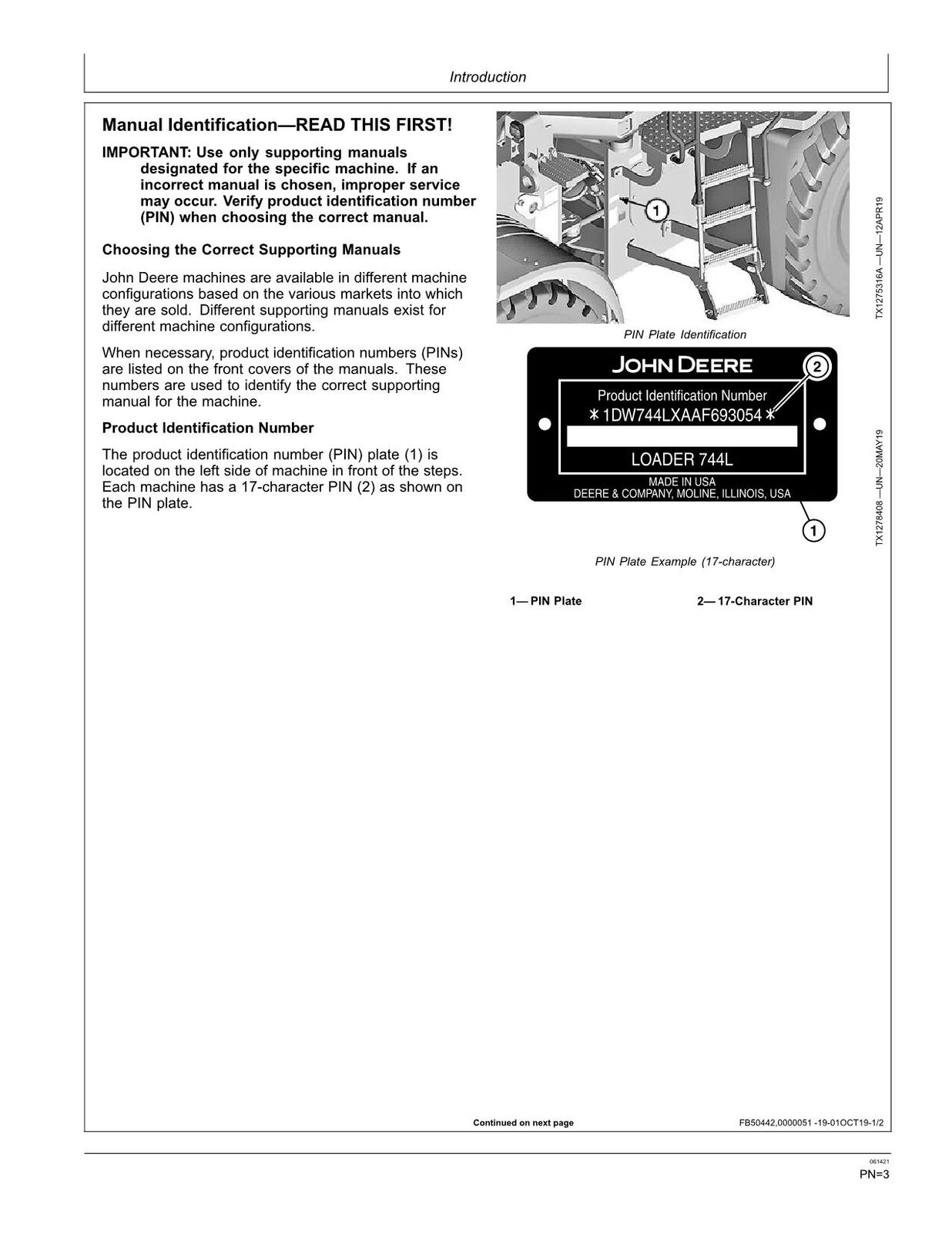 JOHN DEERE 744L LOADER OPERATORS MANUAL #2