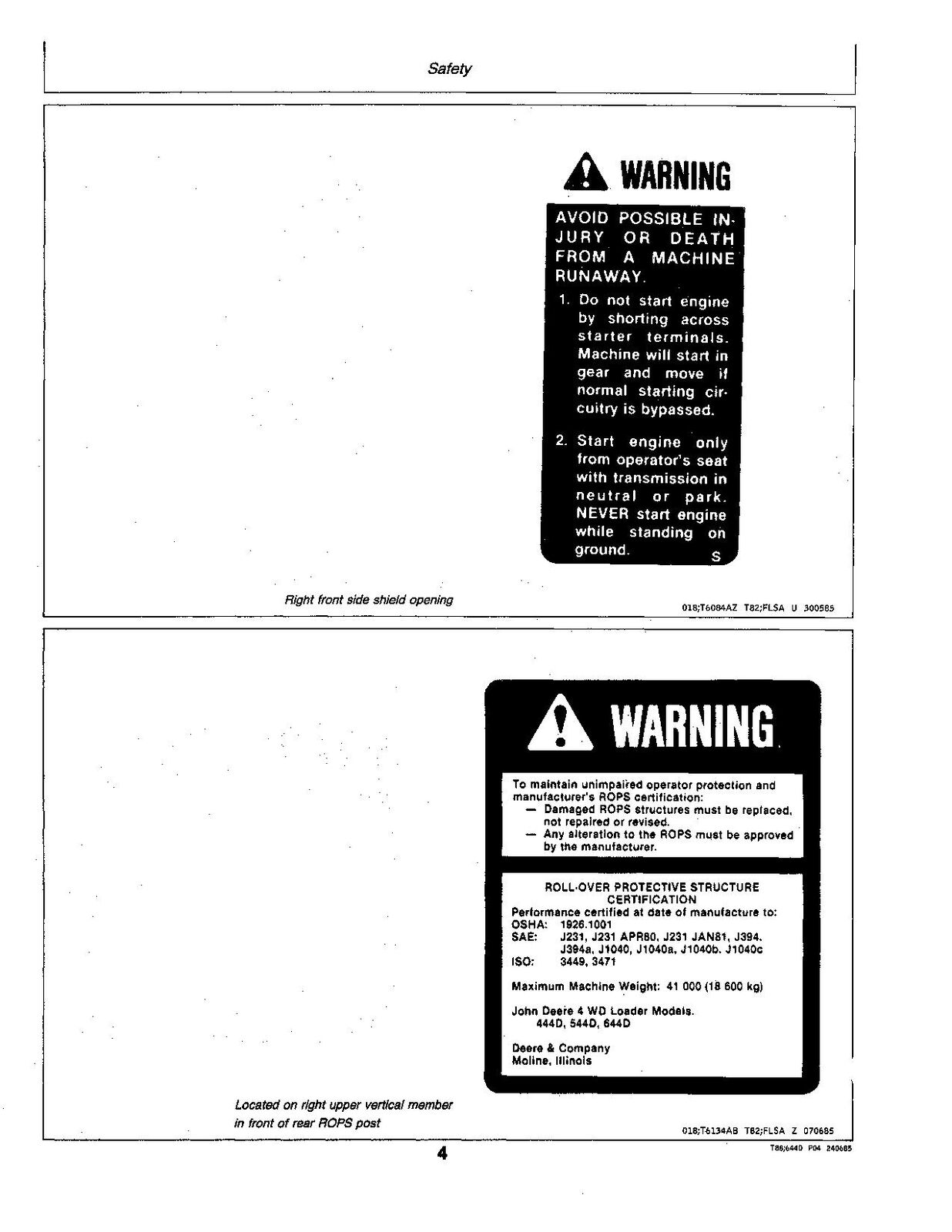 JOHN DEERE 644D LOADER OPERATORS MANUAL