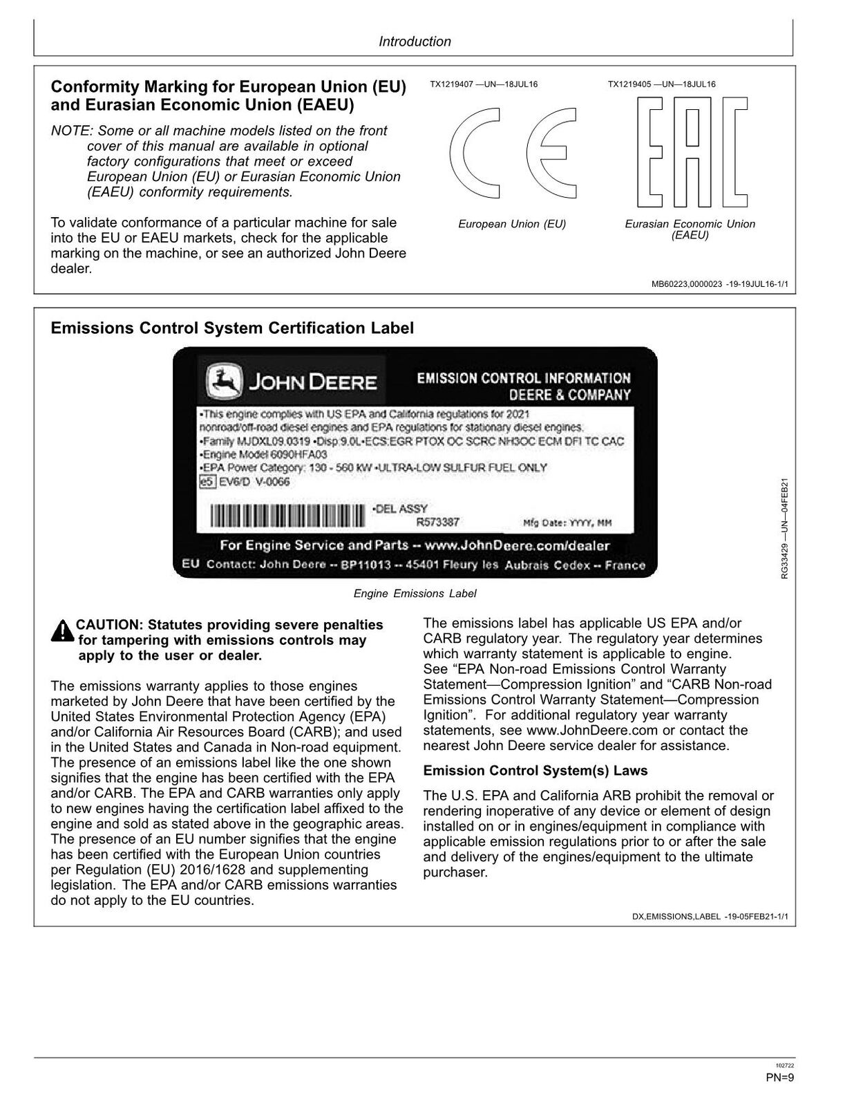 JOHN DEERE 824L LOADER OPERATORS MANUAL #1