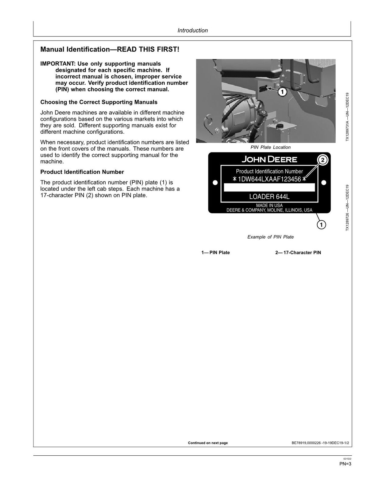 MANUEL D'UTILISATION DU CHARGEUR HYBRIDE JOHN DEERE 644L 