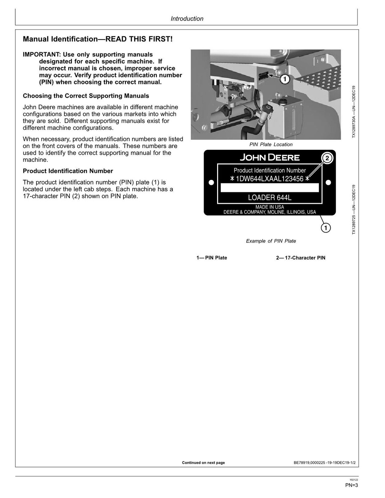 JOHN DEERE 644L LOADER OPERATORS MANUAL