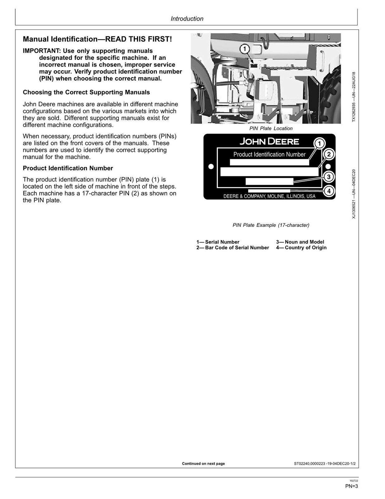 JOHN DEERE 524P LOADER OPERATORS MANUAL