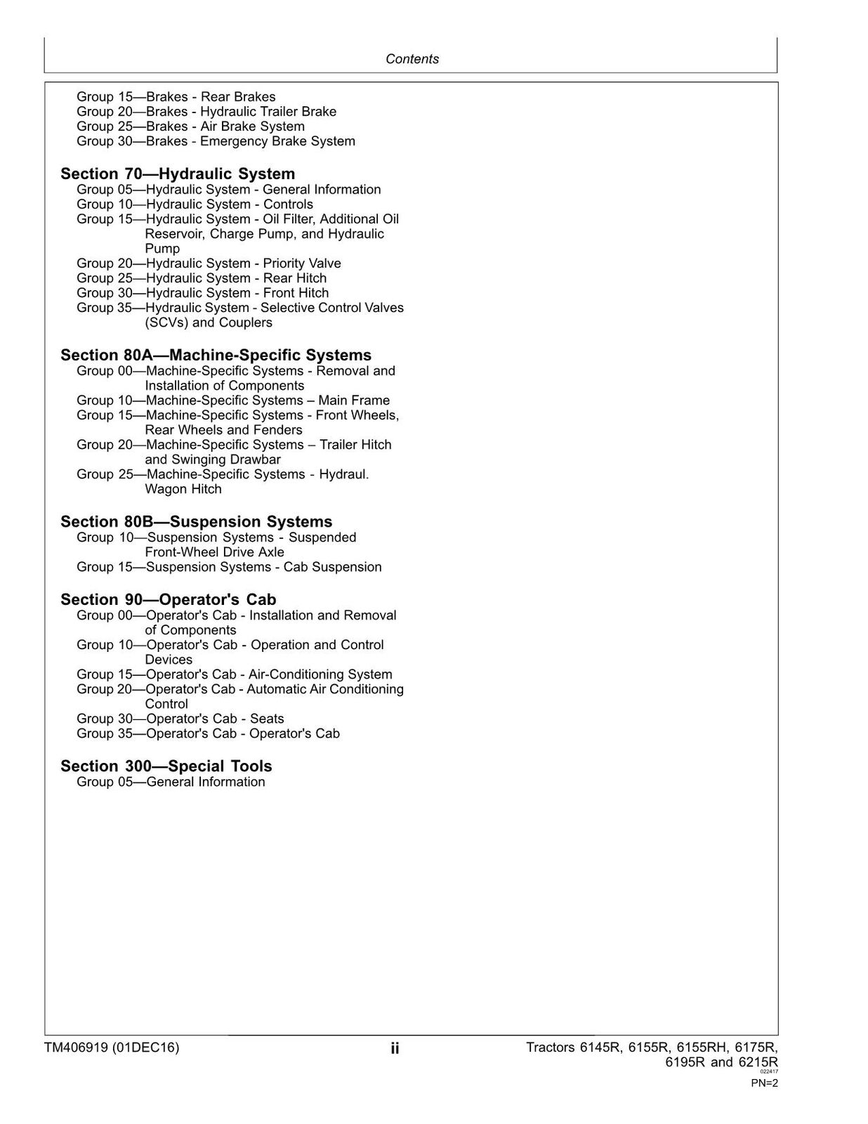 JOHN DEERE 6145R 6155R 6155RH 6175R 6195R 6215R TRACTOR REPAIR SERVICE MANUAL