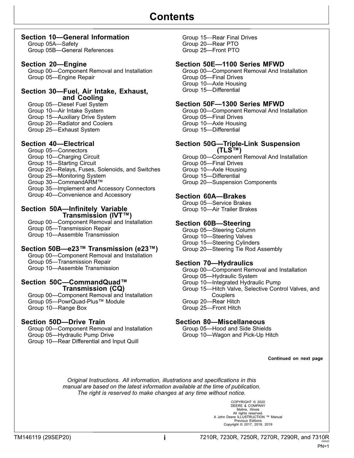 JOHN DEERE 7210R 7230R 7250R 7270R 7290R 7310R TRACTOR REPAIR SERVICE MANUAL #1