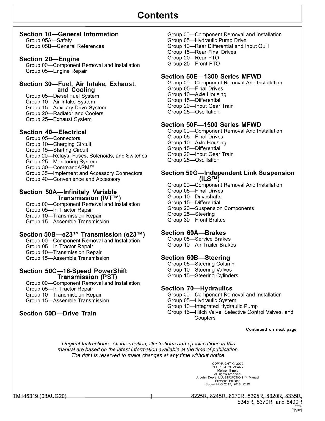 JOHN DEERE 8225R 8245R 8270R 8295R 8320R 8335R TRACTOR REPAIR SERVICE MANUAL