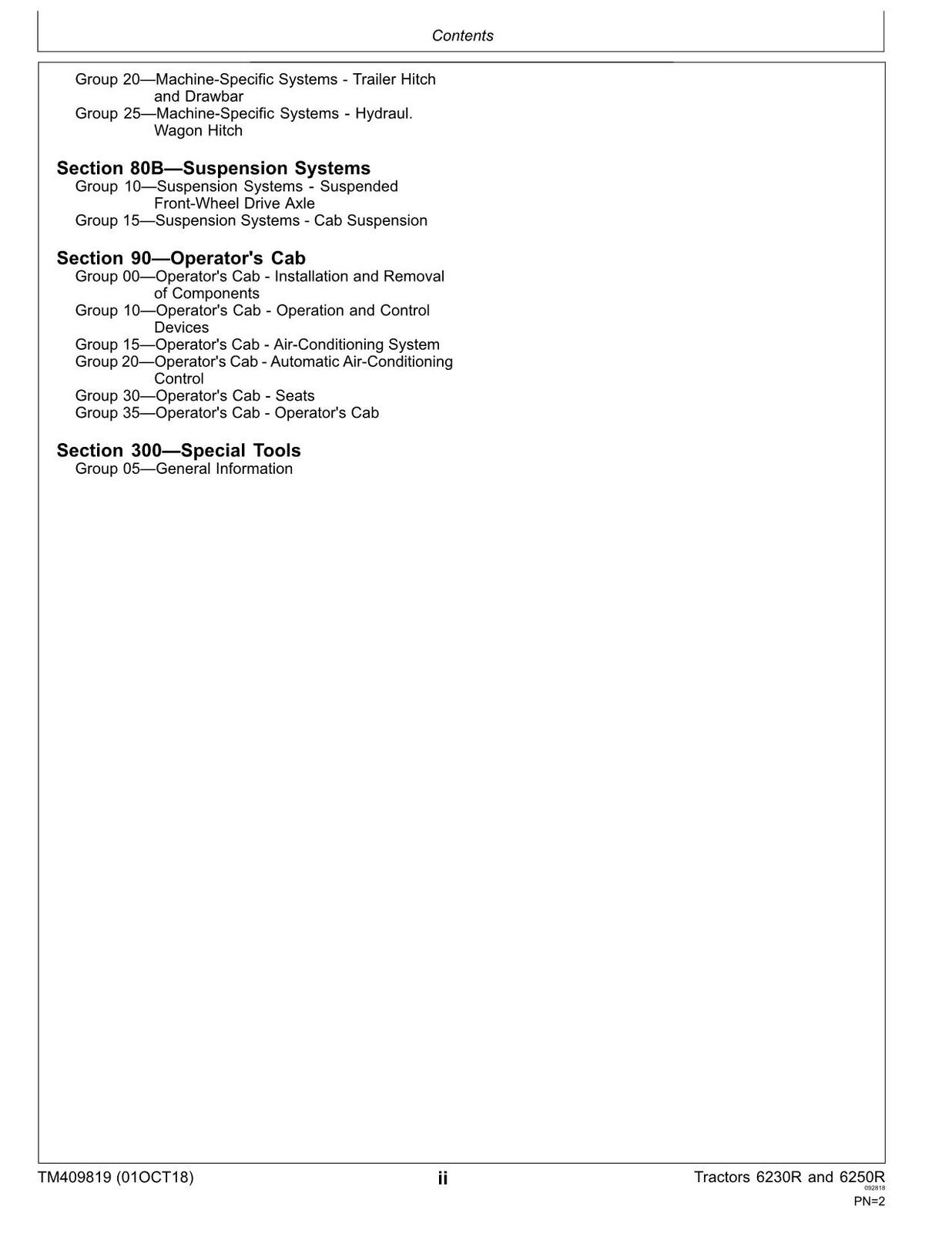 JOHN DEERE 6230R 6250R TRACTOR REPAIR SERVICE MANUAL