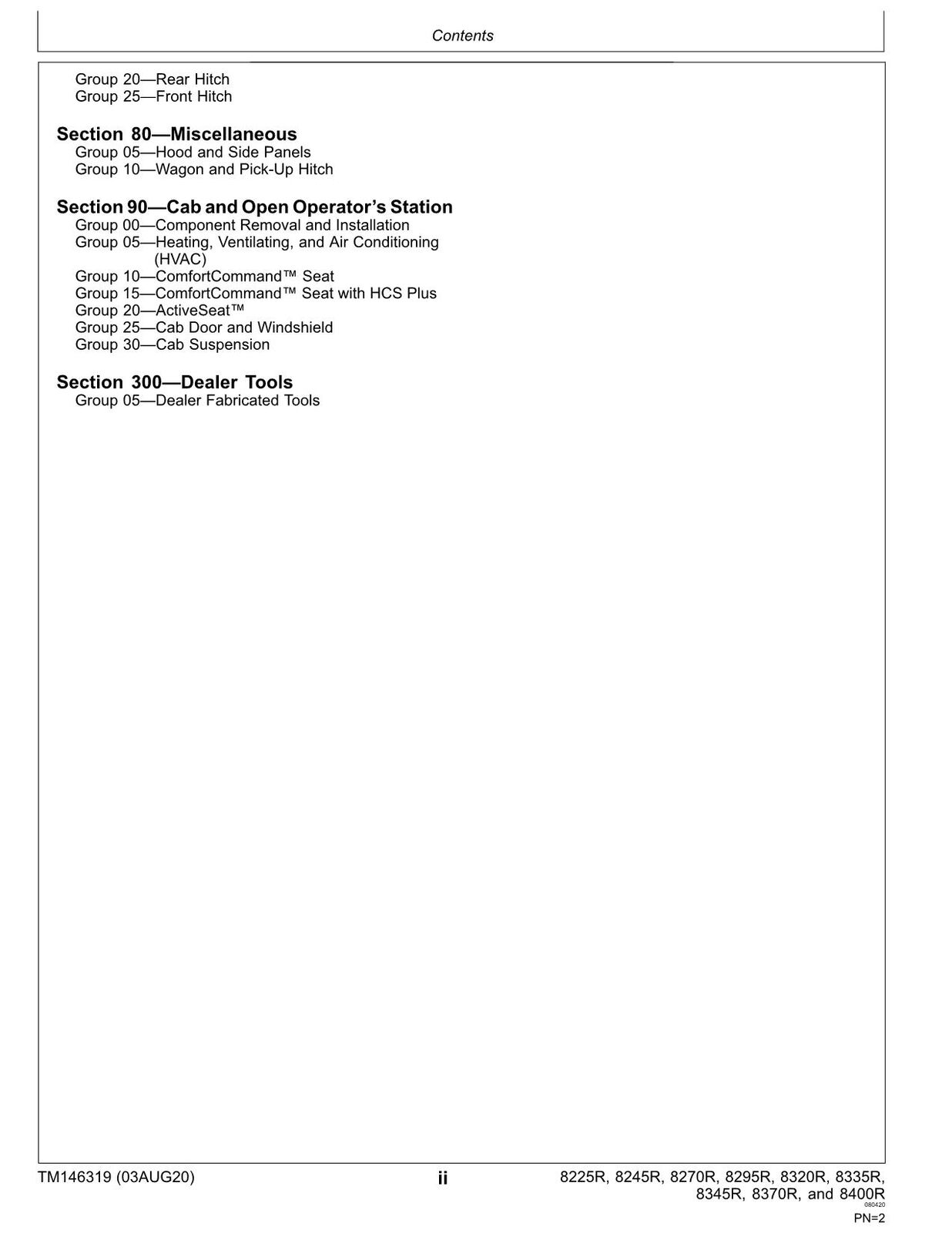 JOHN DEERE 8225R 8245R 8270R 8295R 8320R 8335R TRACTOR REPAIR SERVICE MANUAL