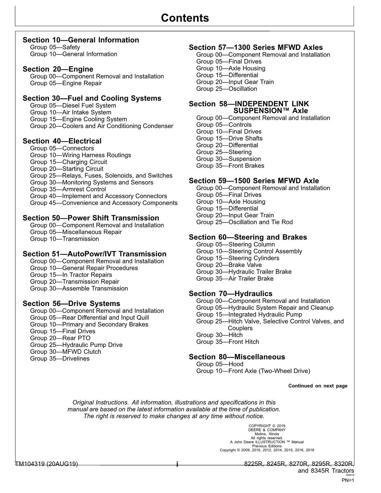 MANUEL DE RÉPARATION ET D'ENTRETIEN DU TRACTEUR JOHN DEERE 8225R 8245R 8270R 8295R 8320R 8345R #2 