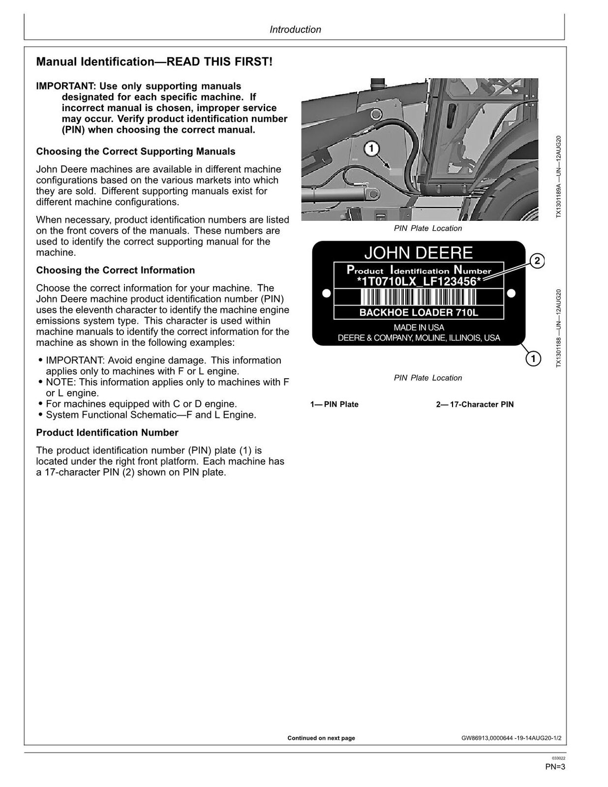 JOHN DEERE 710L BACKHOE LOADER OPERATORS MANUAL #2