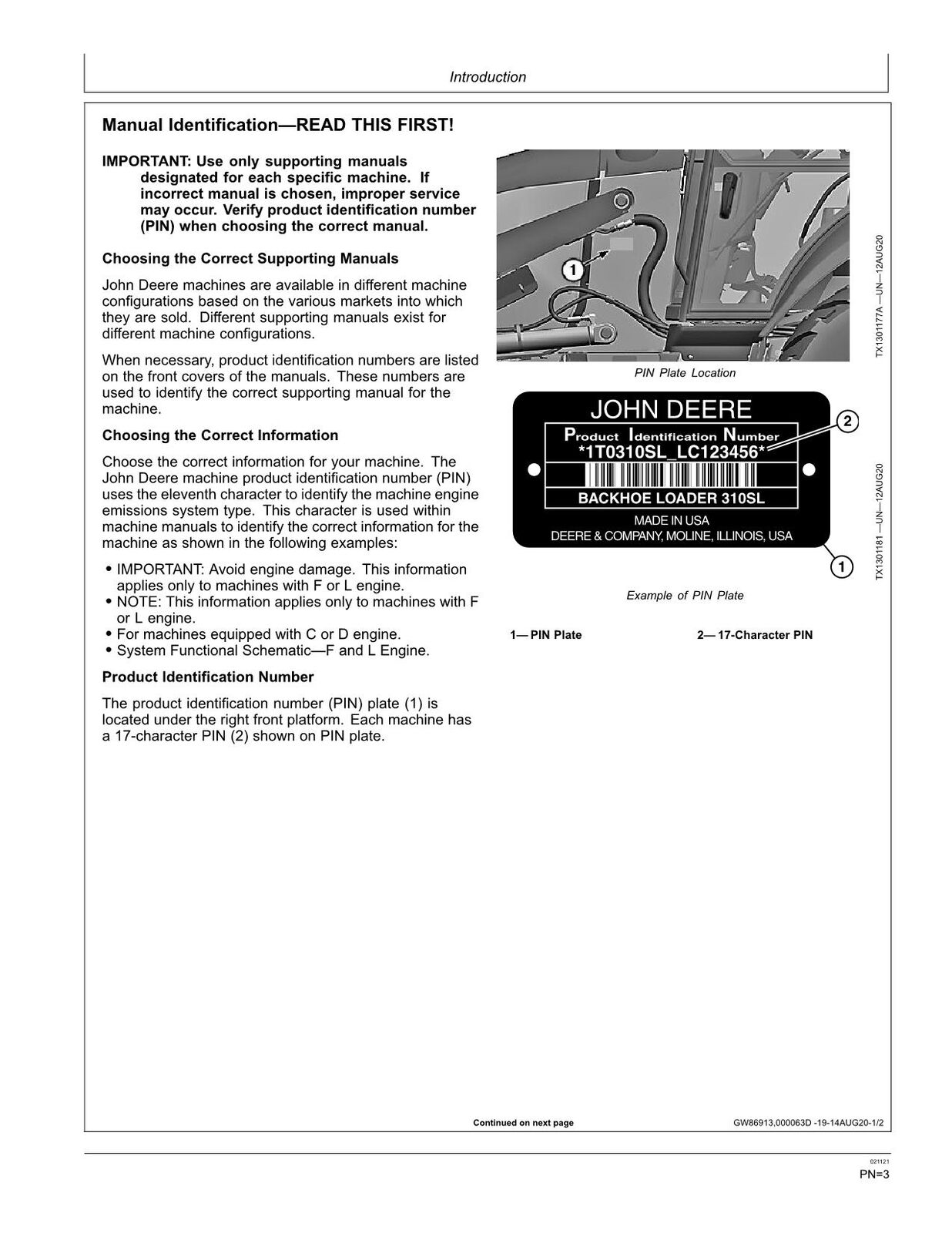 MANUEL D'UTILISATION DE LA CHARGEUSE-PELLETEUSE JOHN DEERE 310SL #3 