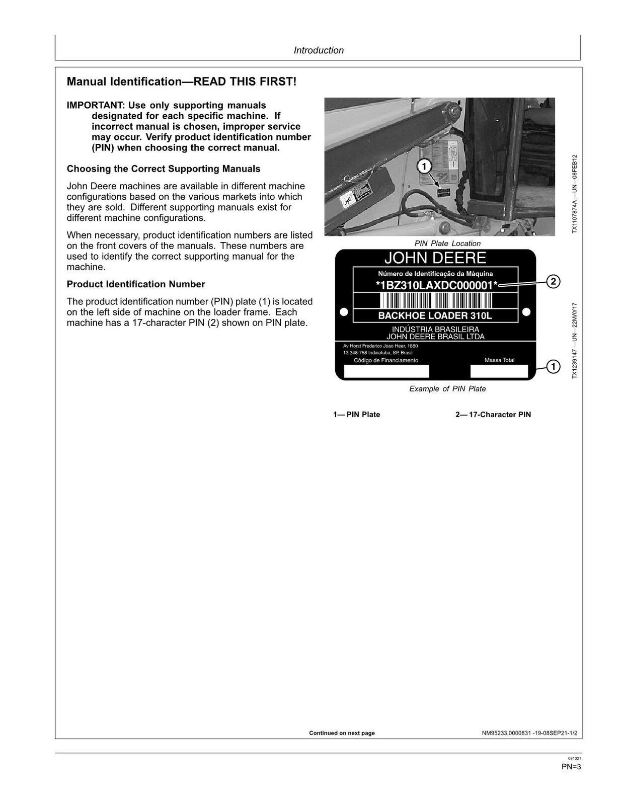 JOHN DEERE 310L BACKHOE LOADER OPERATORS MANUAL #3