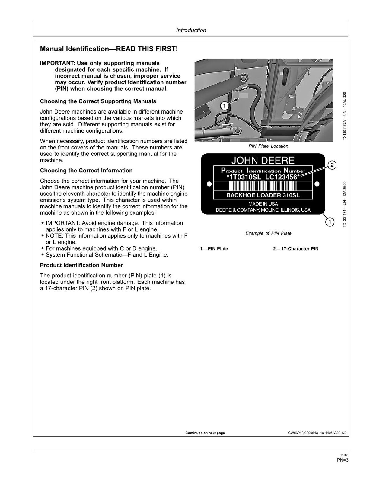 JOHN DEERE 310L BACKHOE LOADER OPERATORS MANUAL