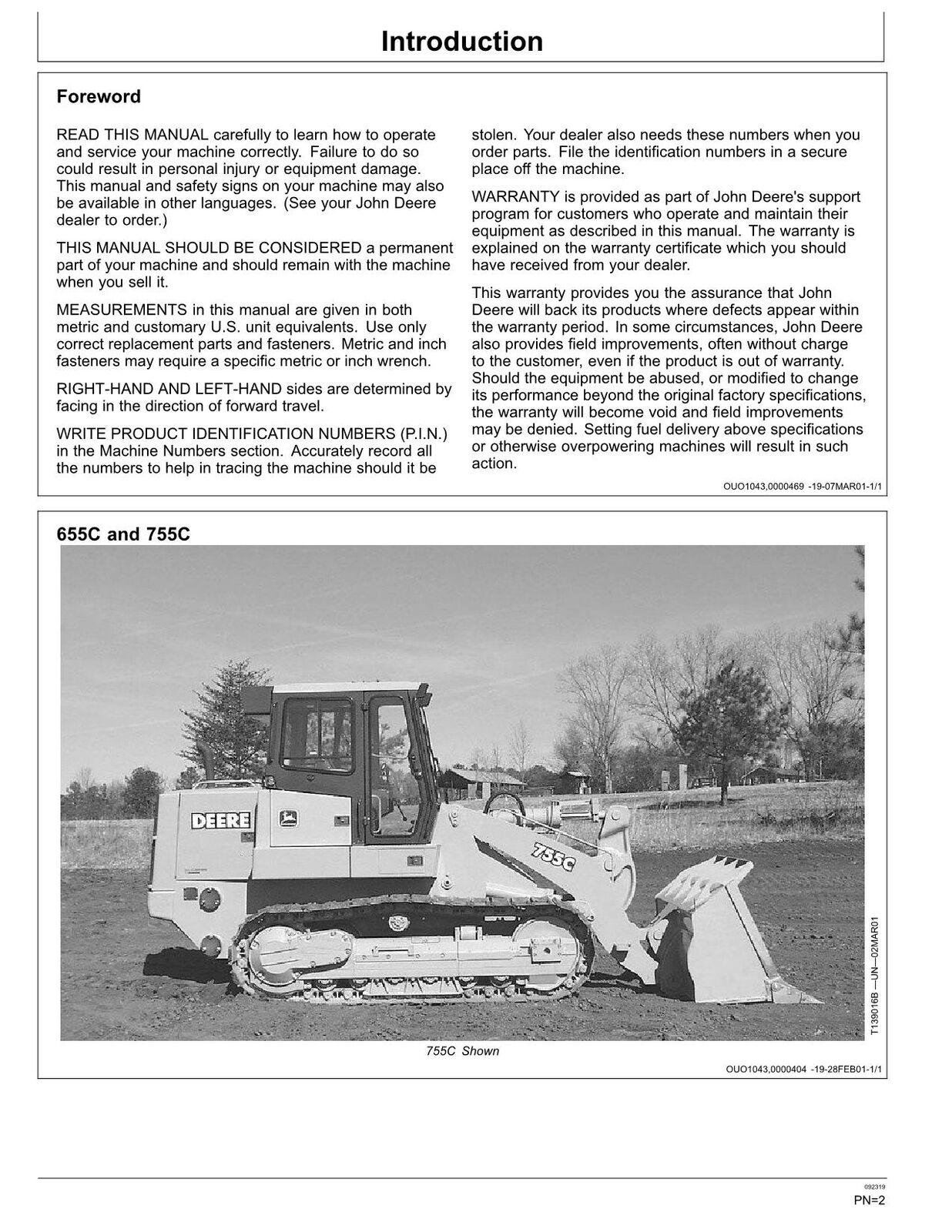 JONH DEERE 655C 755C CRAWLER LOADER OPERATORS MANUAL