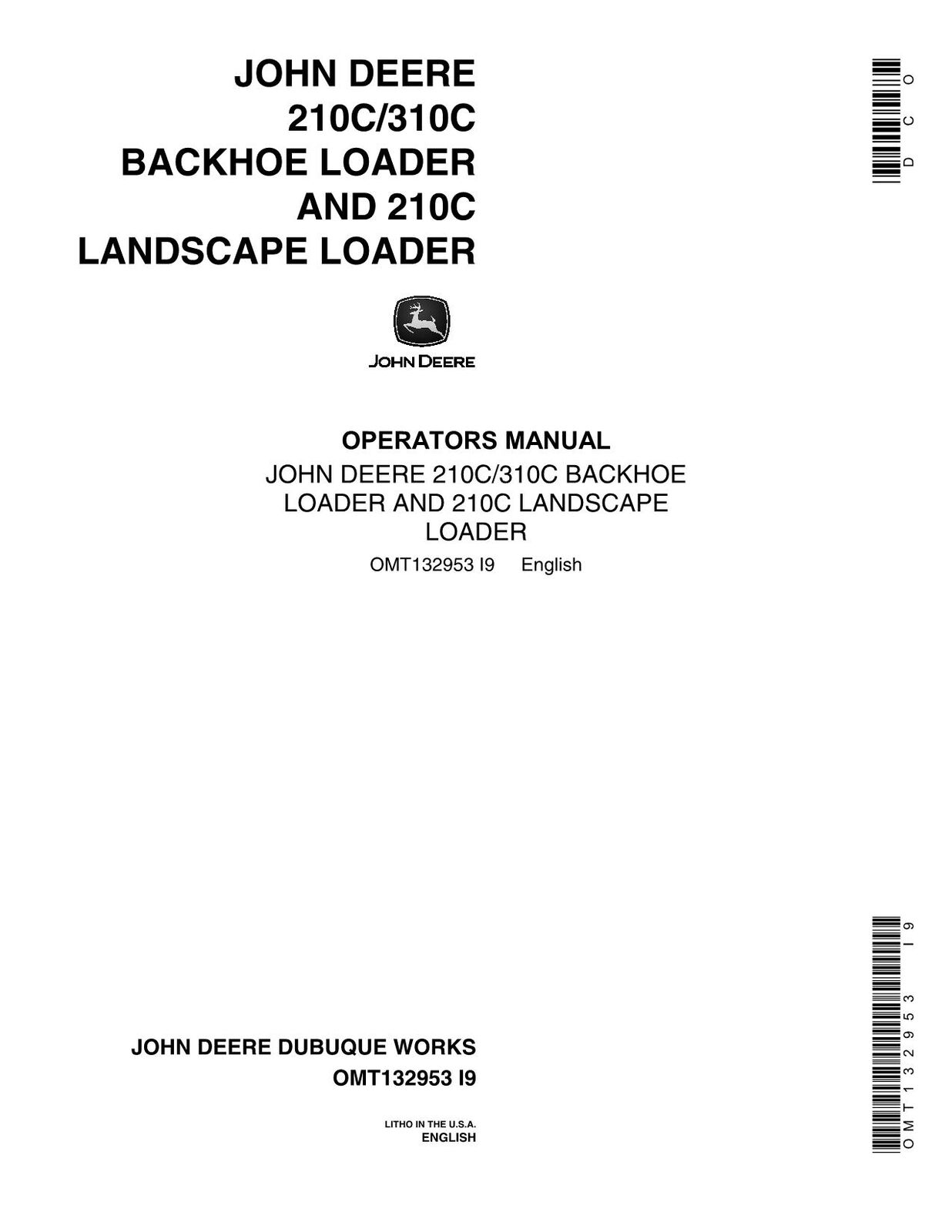 JOHN DEERE 210C 310C BACKHOE OPERATORS MANUAL