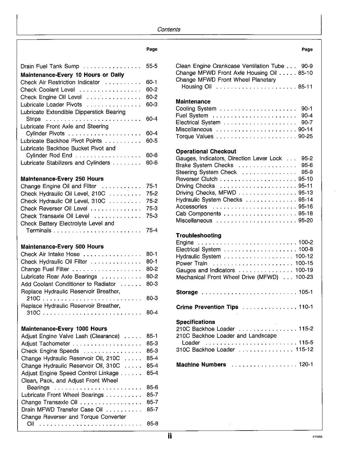 JOHN DEERE 210C 310C BAGGERBAGGER-BETRIEBSHANDBUCH 