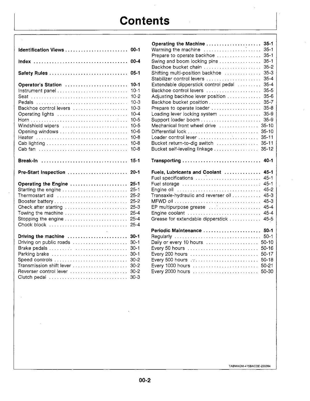 JOHN DEERE 415B 515B BAGGERBAGGER – BEDIENUNGSANLEITUNG 