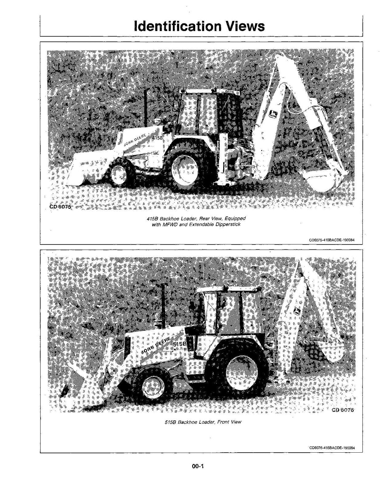 MANUEL D'UTILISATION DE LA PELLE RÉTROCAVEUSE JOHN DEERE 415B 515B 