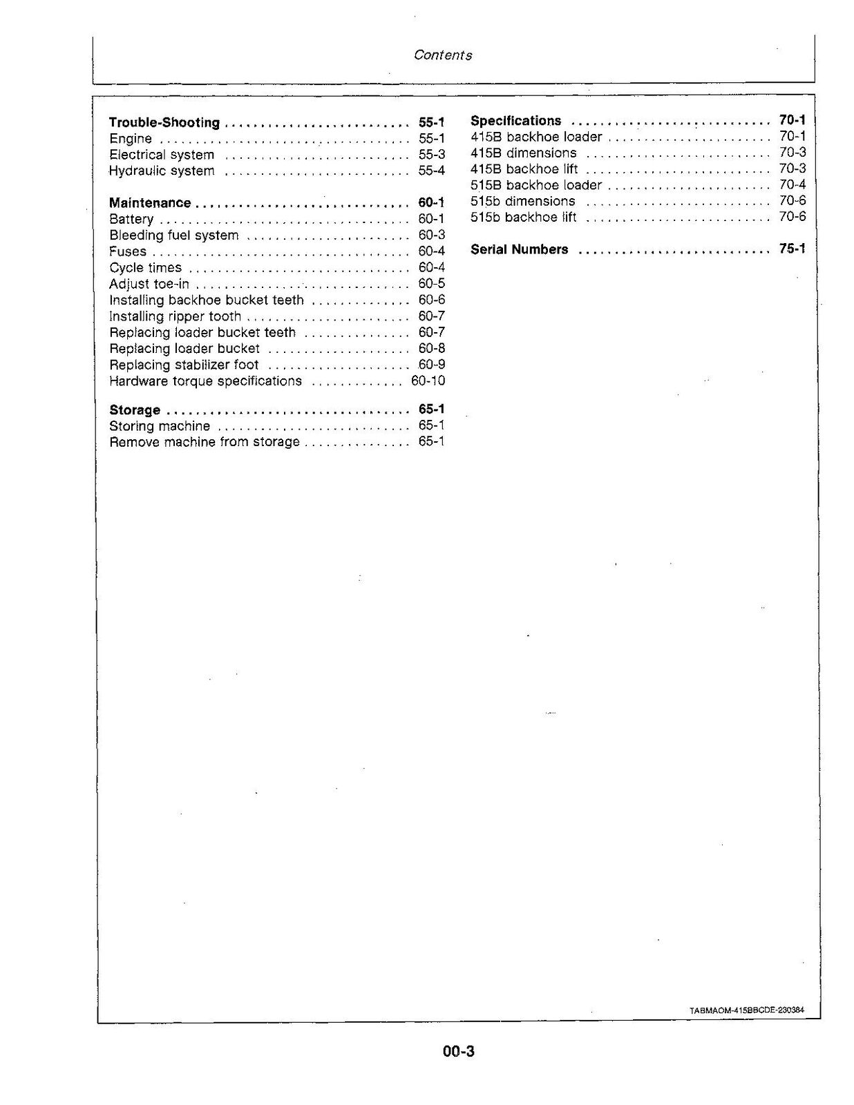 JOHN DEERE 415B 515B BAGGERBAGGER – BEDIENUNGSANLEITUNG 