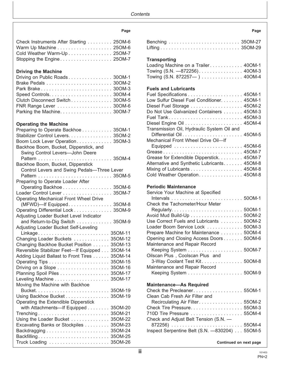 JOHN DEERE 710D BACKHOE OPERATORS MANUAL