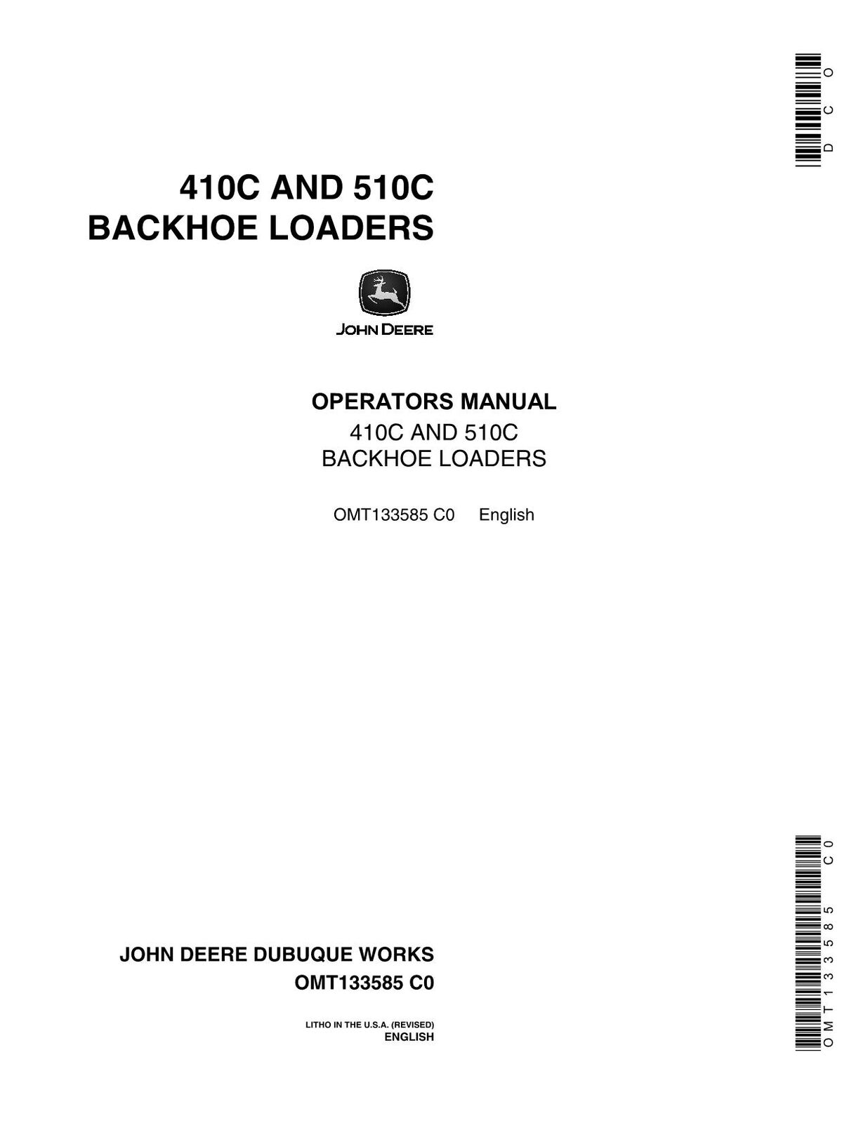 JOHN DEERE 410C 510C BACKHOE OPERATORS MANUAL