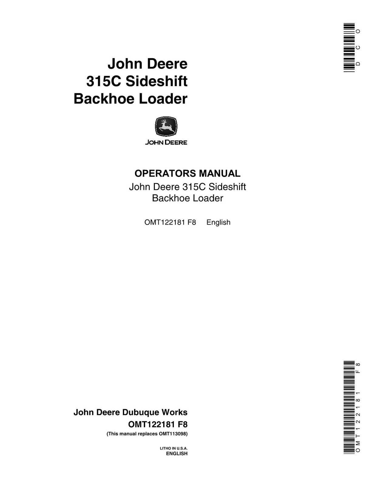 JOHN DEERE 315C BACKHOE OPERATORS MANUAL #1