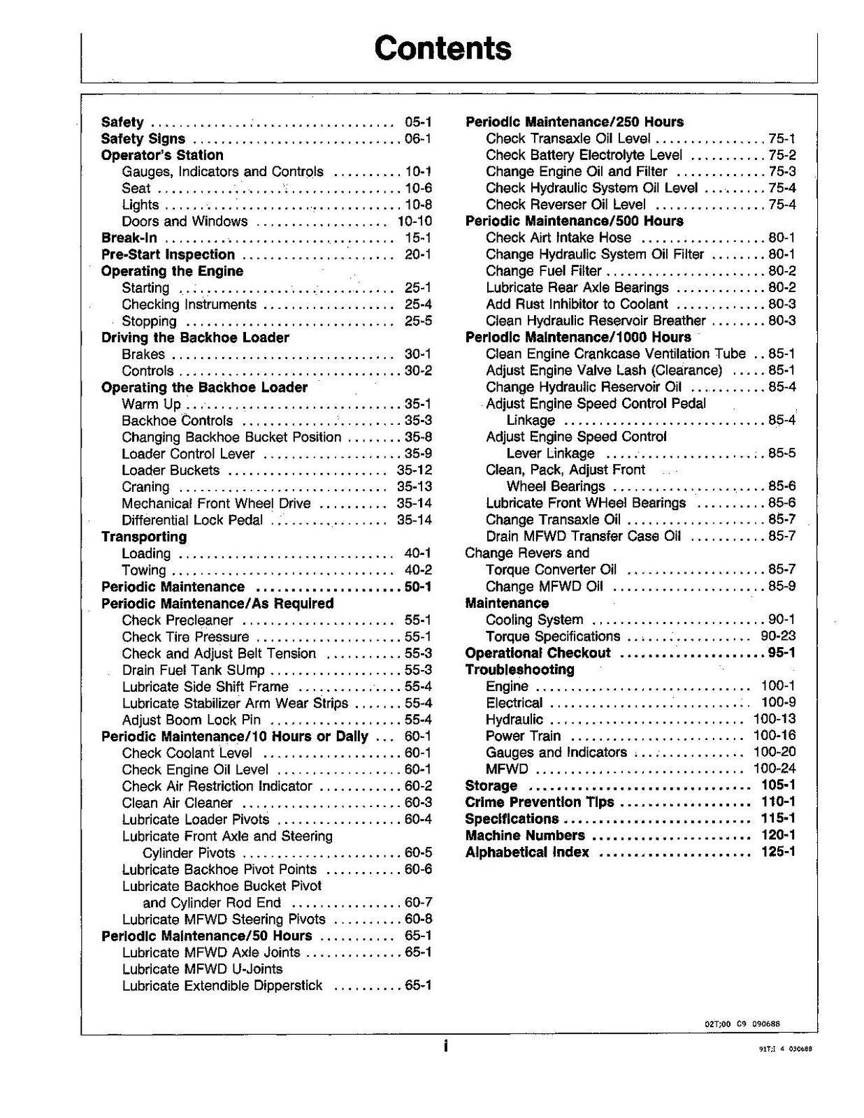 JOHN DEERE 315C BAGGERBAGGER-BETRIEBSHANDBUCH NR. 1 