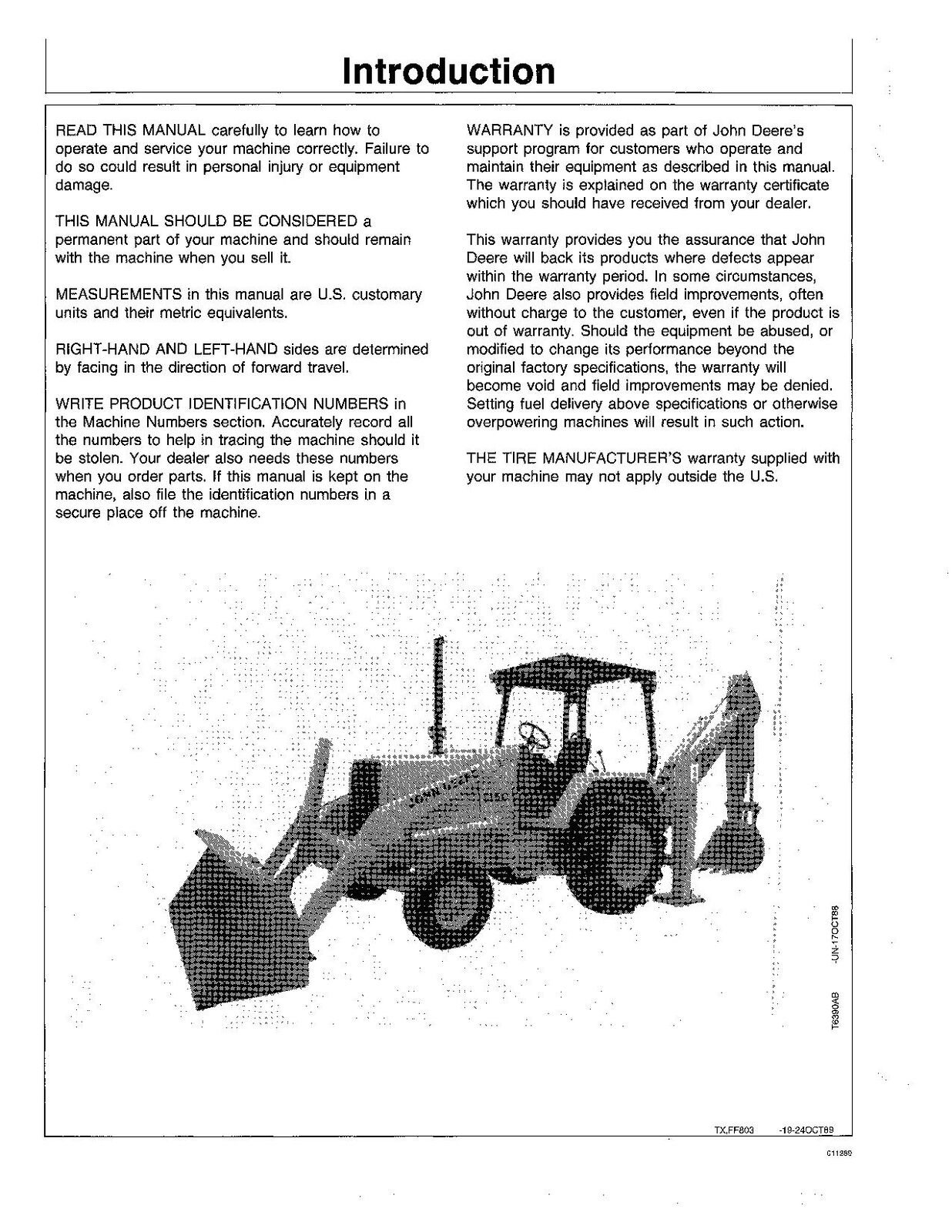 JOHN DEERE 315C BACKHOE OPERATORS MANUAL #2