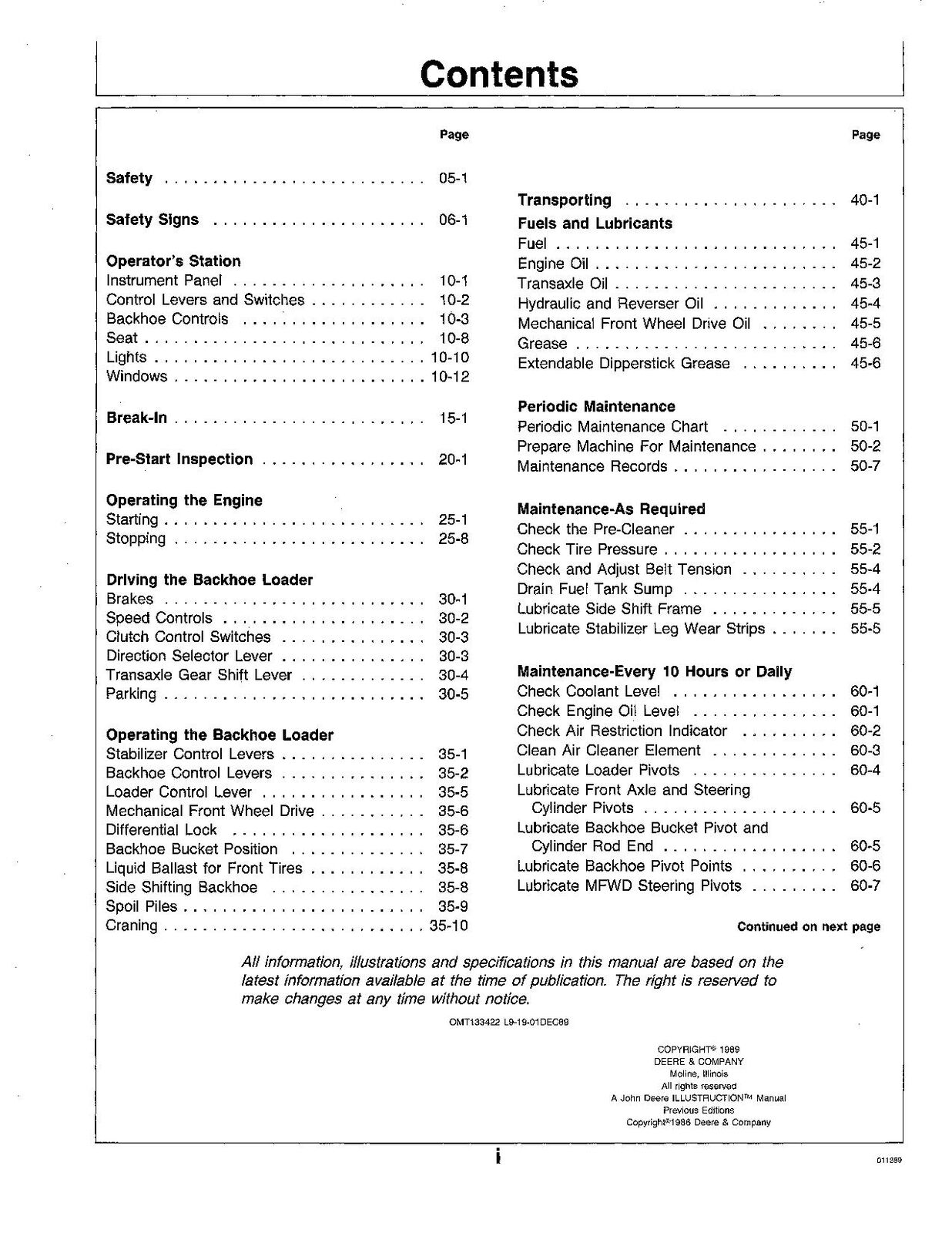 JOHN DEERE 315C BACKHOE OPERATORS MANUAL #2