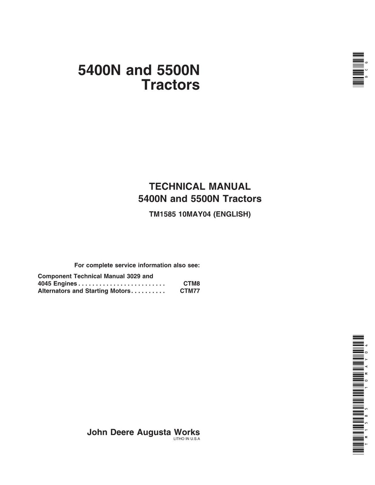 JOHN DEERE 5400N 5500N TRACTOR SERVICE MANUAL