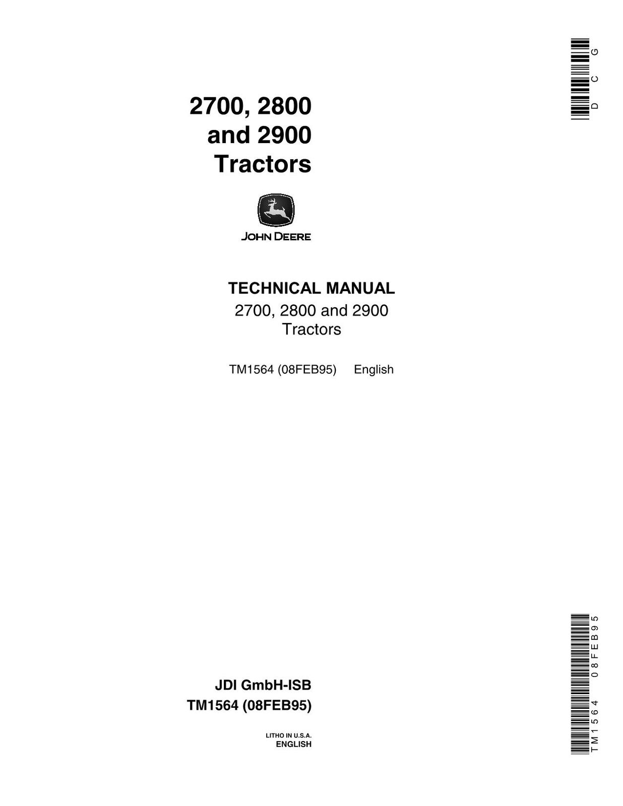 JOHN DEERE 2700 2800 2900 TRACTOR SERVICE MANUAL