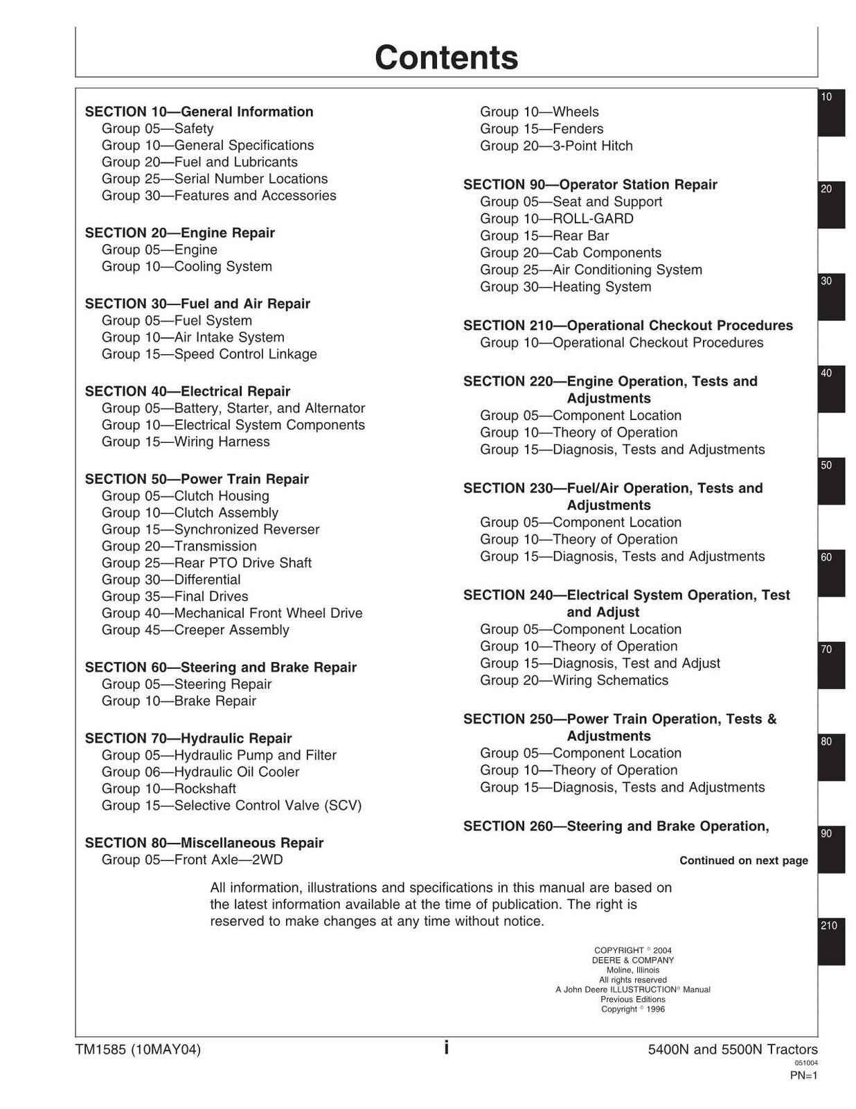 JOHN DEERE 5400N 5500N TRACTOR SERVICE MANUAL