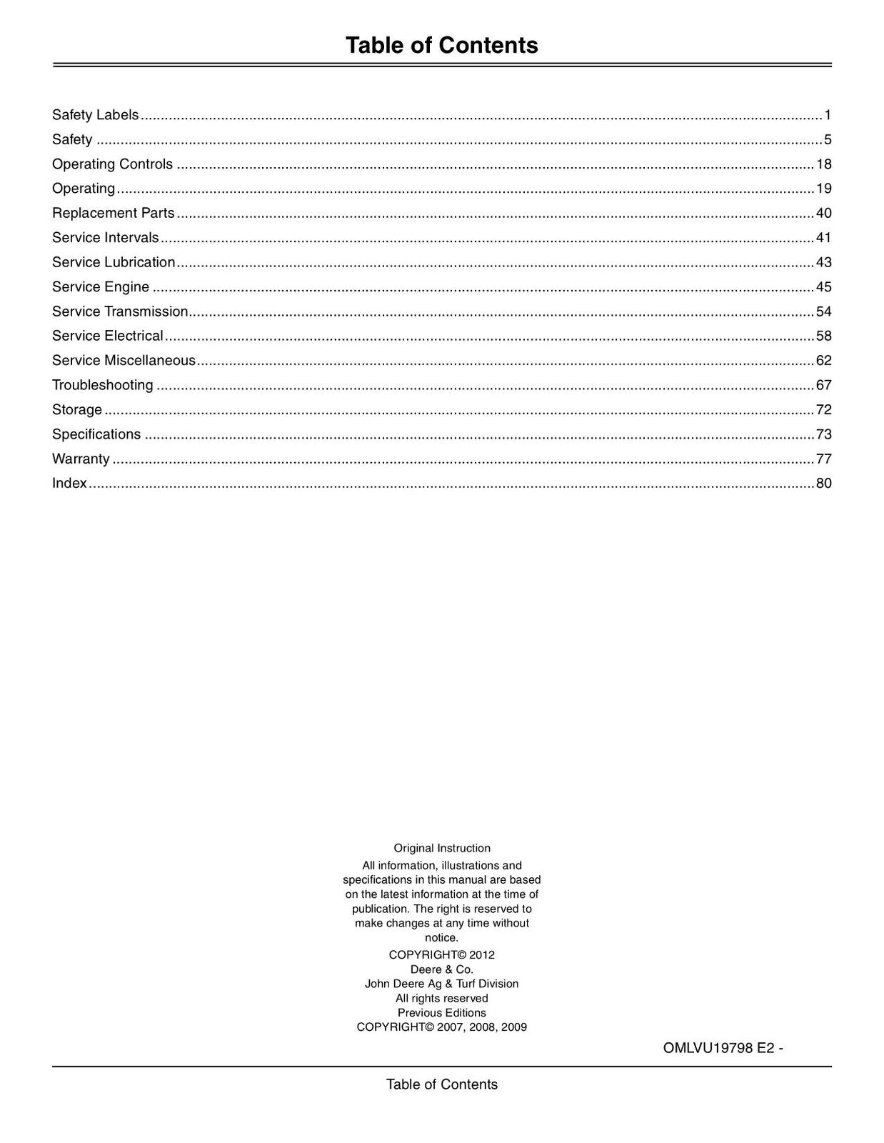 JOHN DEERE 2720 TRACTOR OPERATORS MANUAL