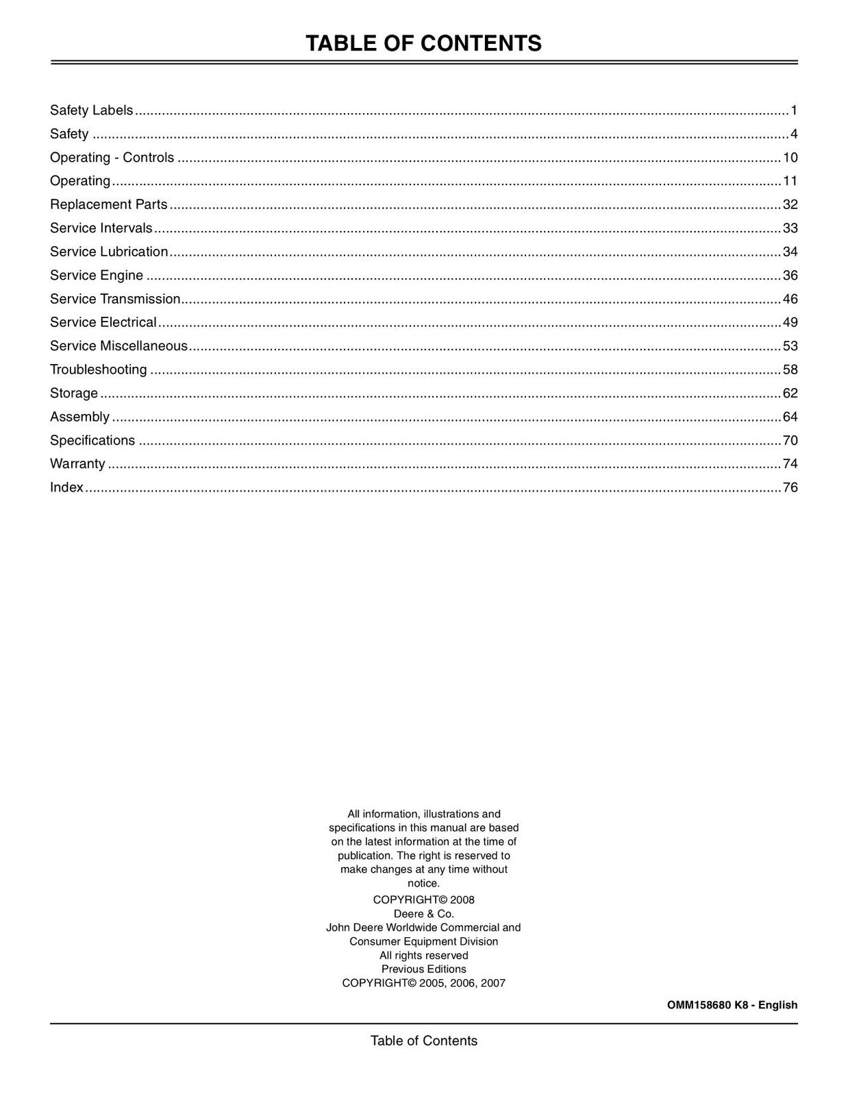 JOHN DEERE X700 X720 X724 X728 X729 TRACTOR OPERATORS MANUAL #2