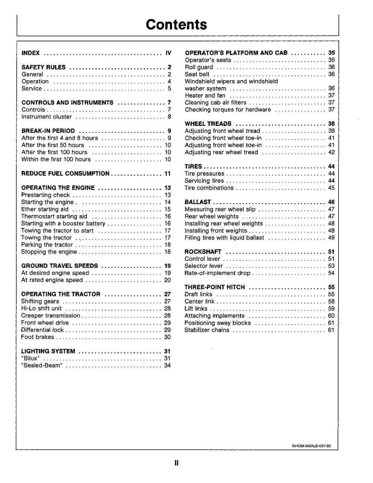 JOHN DEERE 940 1140 1040 TRAKTOR-BETRIEBSHANDBUCH 