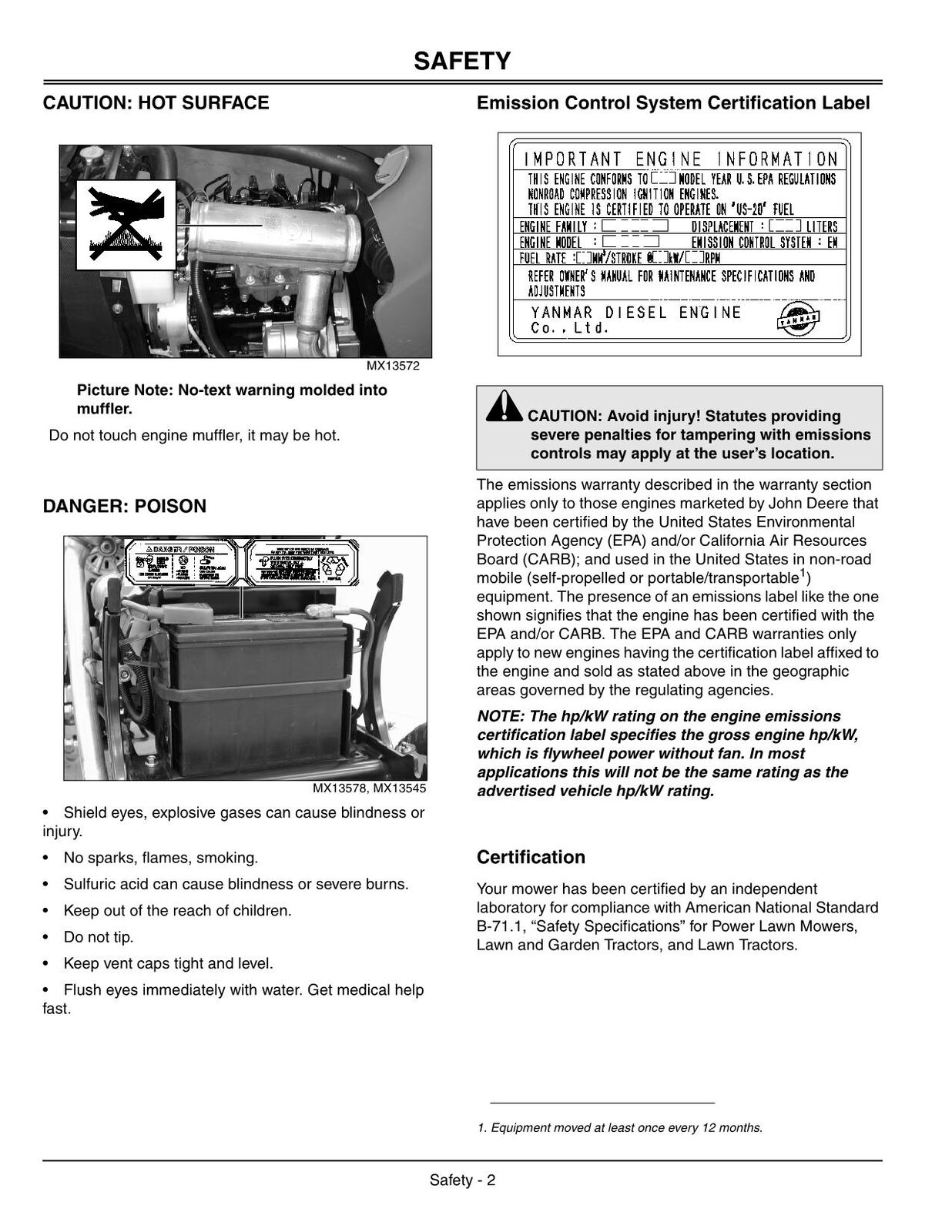 JOHN DEERE X495 TRACTOR OPERATORS MANUAL #2