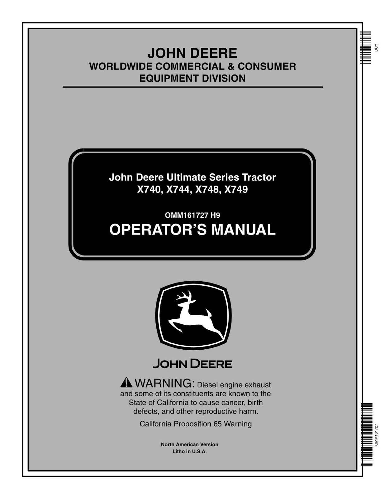 JOHN DEERE X740 X744 X748 X749 TRACTOR OPERATORS MANUAL #2