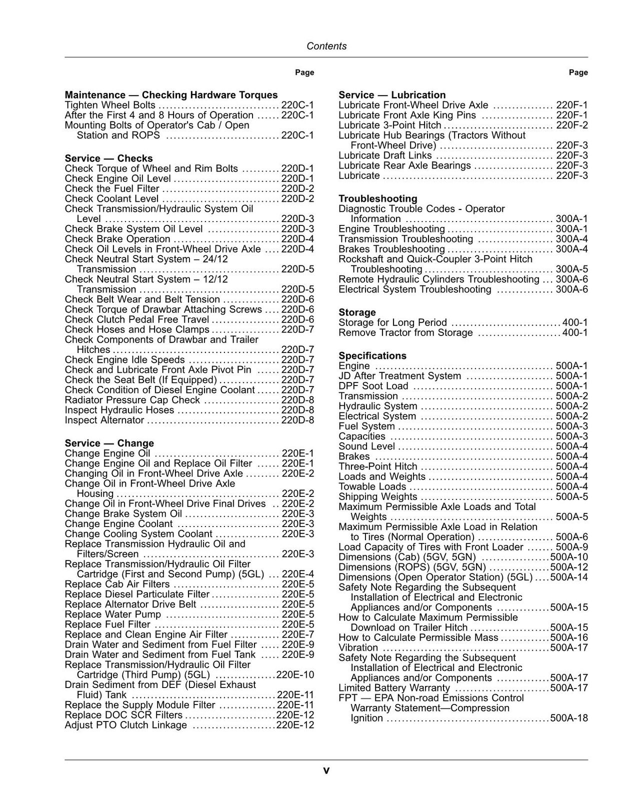 JOHN DEERE 5075GL  5075GN  5075GV  5090GN  5090GV  TRACTOR OPERATORS MANUAL