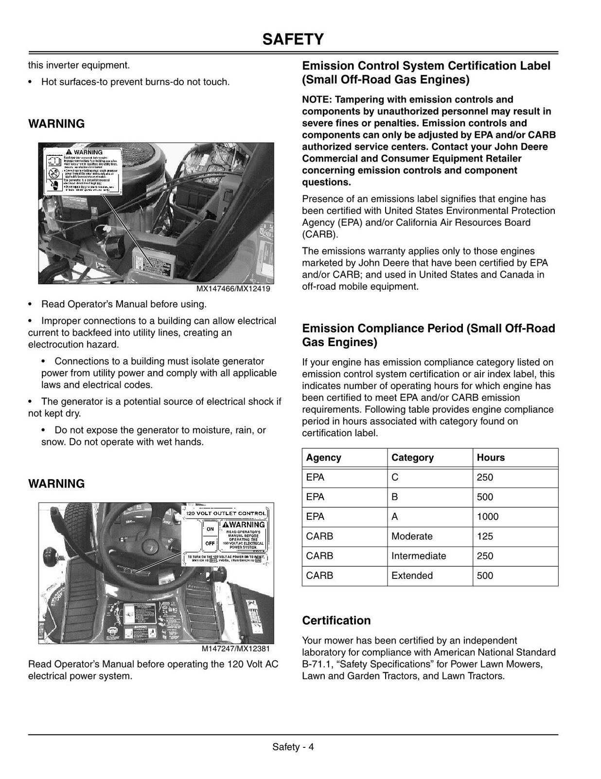 JOHN DEERE GT235E TRACTOR OPERATORS MANUAL