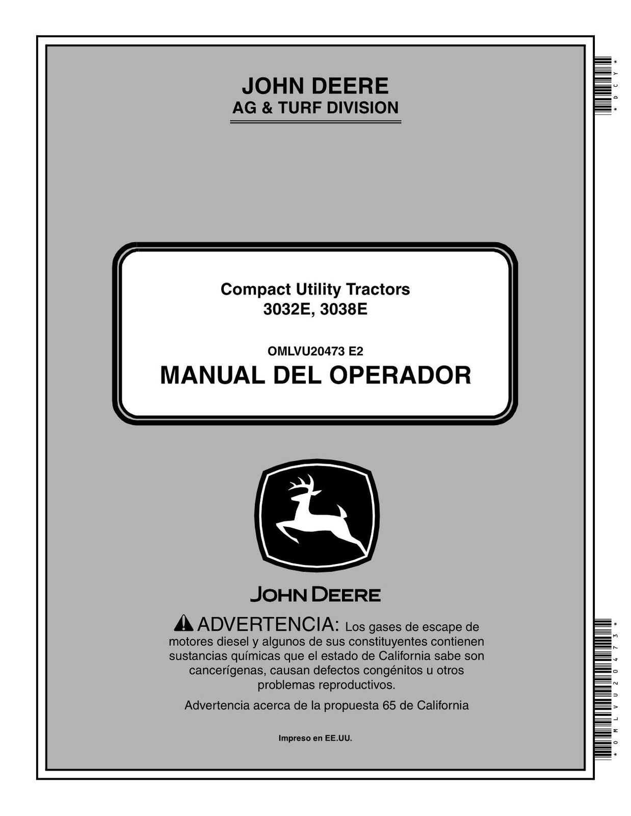 JOHN DEERE 3032E 3038E TRACTOR OPERATORS MANUAL #3