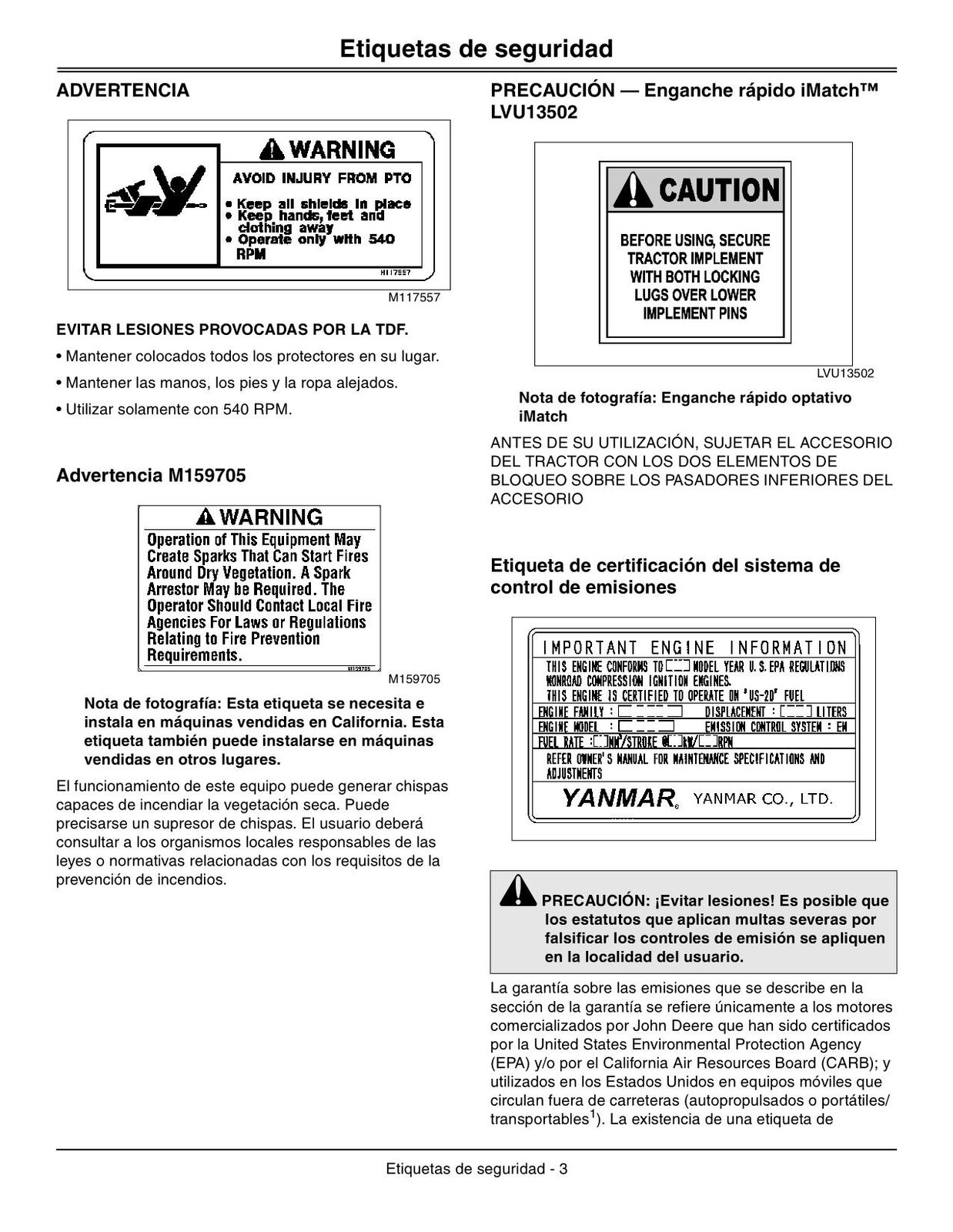 JOHN DEERE 3032E 3038E TRACTOR OPERATORS MANUAL #3