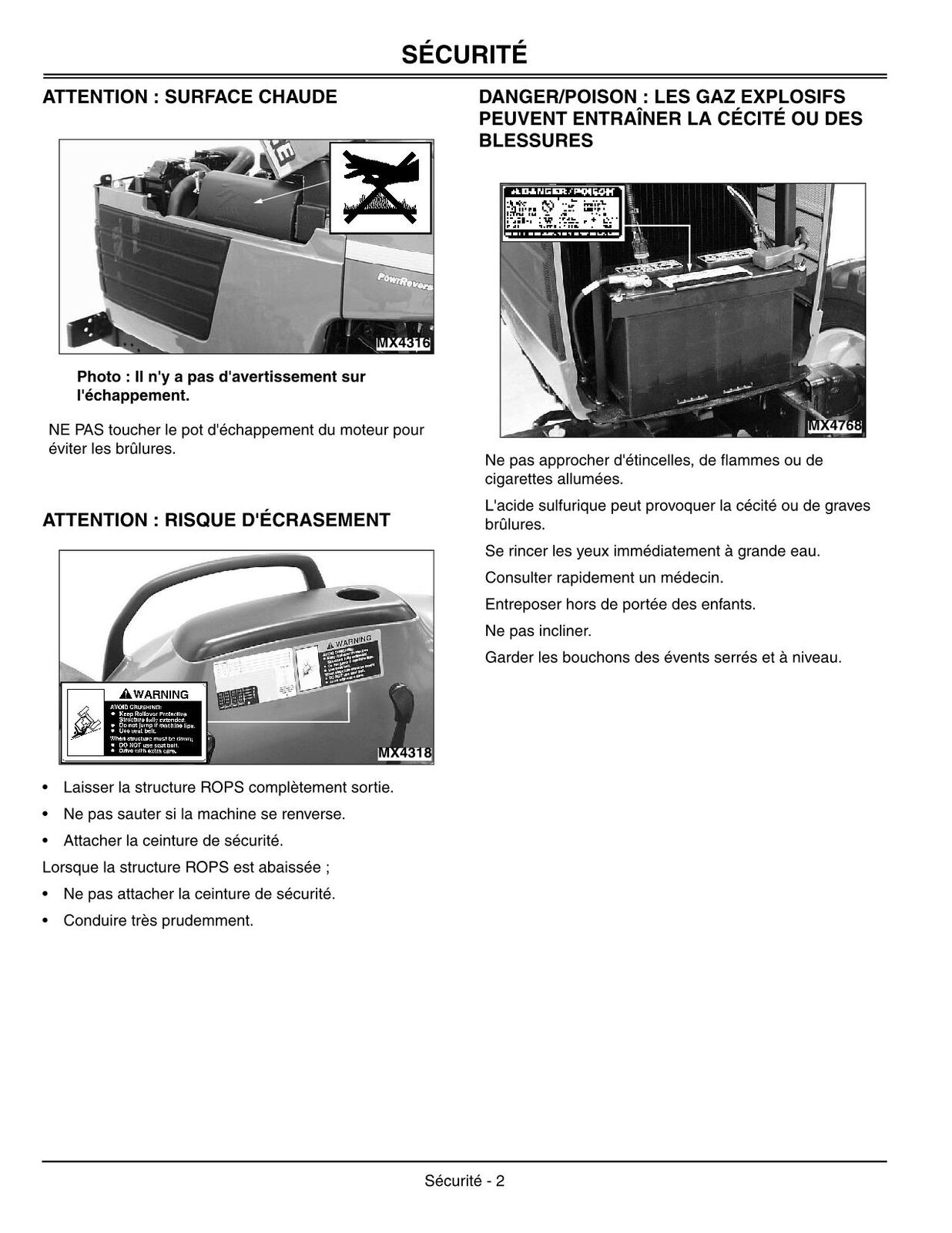 JOHN DEERE 4500 4600 4700 TRACTOR OPERATORS MANUAL FRENCH