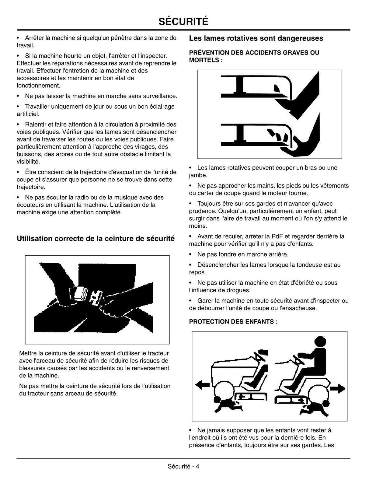 JOHN DEERE 4500 4600 4700 TRACTOR OPERATORS MANUAL FRENCH