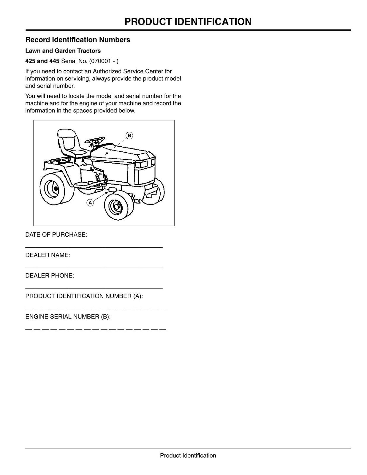 JOHN DEERE 425 445 TRACTOR OPERATORS MANUAL #3