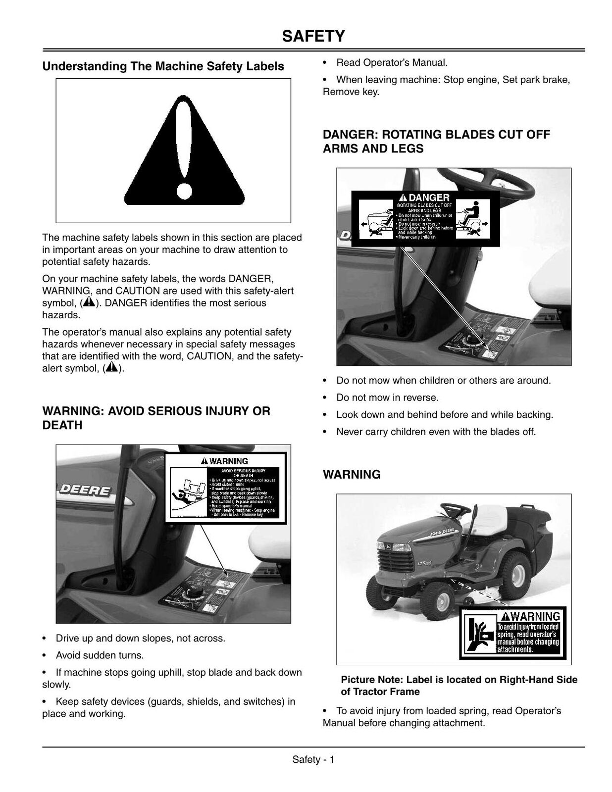 JOHN DEERE LTR166 TRACTOR OPERATORS MANUAL #2