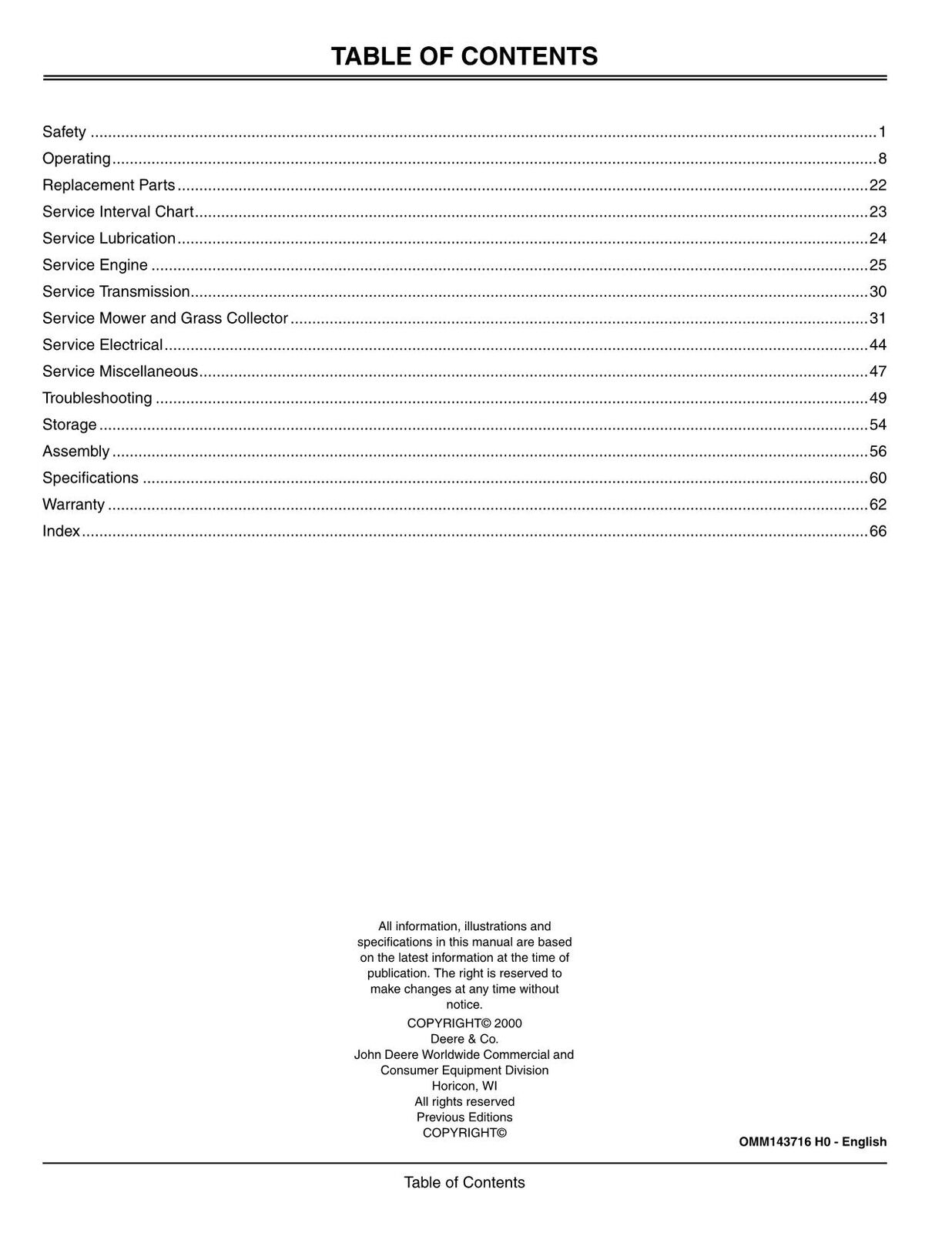 JOHN DEERE LTR166 TRACTOR OPERATORS MANUAL #2