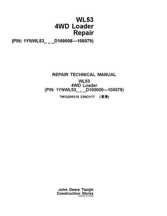 JOHN DEERE WL53 LOADER REPAIR SERVICE MANUAL #2