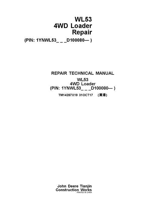 JOHN DEERE WL53 LOADER REPAIR SERVICE MANUAL #1