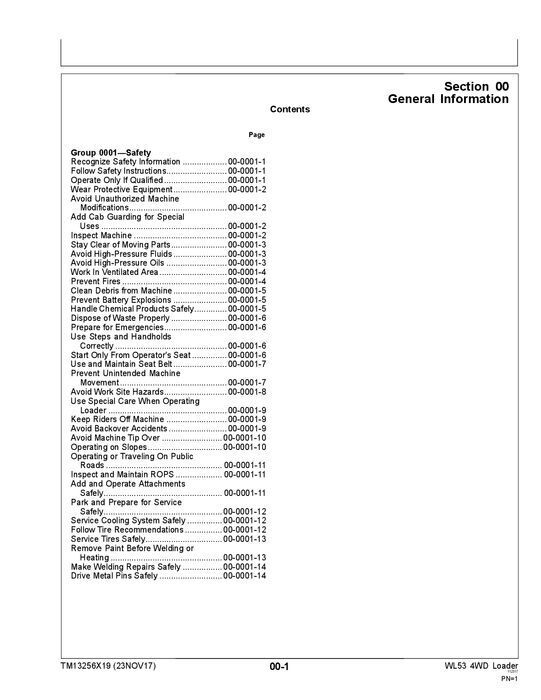 JOHN DEERE WL53 LOADER REPAIR SERVICE MANUAL #2