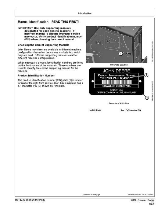 JOHN DEERE 700L RAUPENPLANKE REPARATUR-SERVICEHANDBUCH 