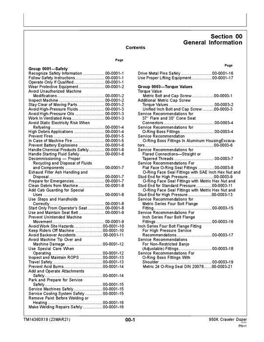 JOHN DEERE 950K CRAWLER DOZER REPARATUR-SERVICEHANDBUCH Nr. 4 